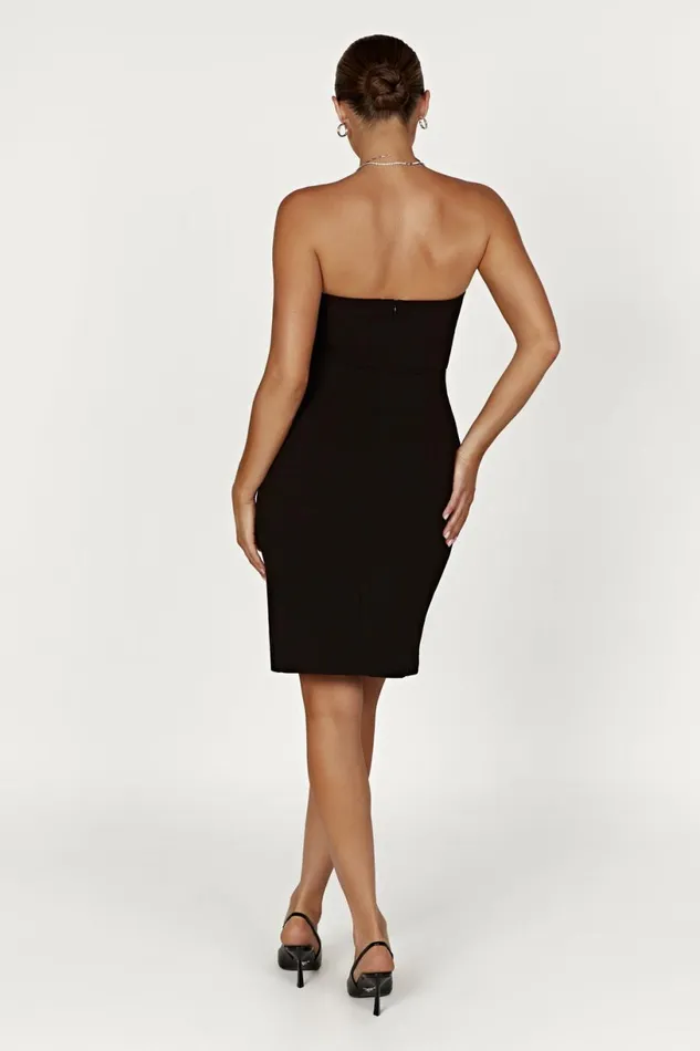 Meshki Mini Dresses Women Rachel Crepe Bandeau Thigh Split Mini Dress 8211 Black Black Meshki Mini Dresses Women Rachel Crepe Bandeau Thigh Split Mini Dress 8211 Black Black