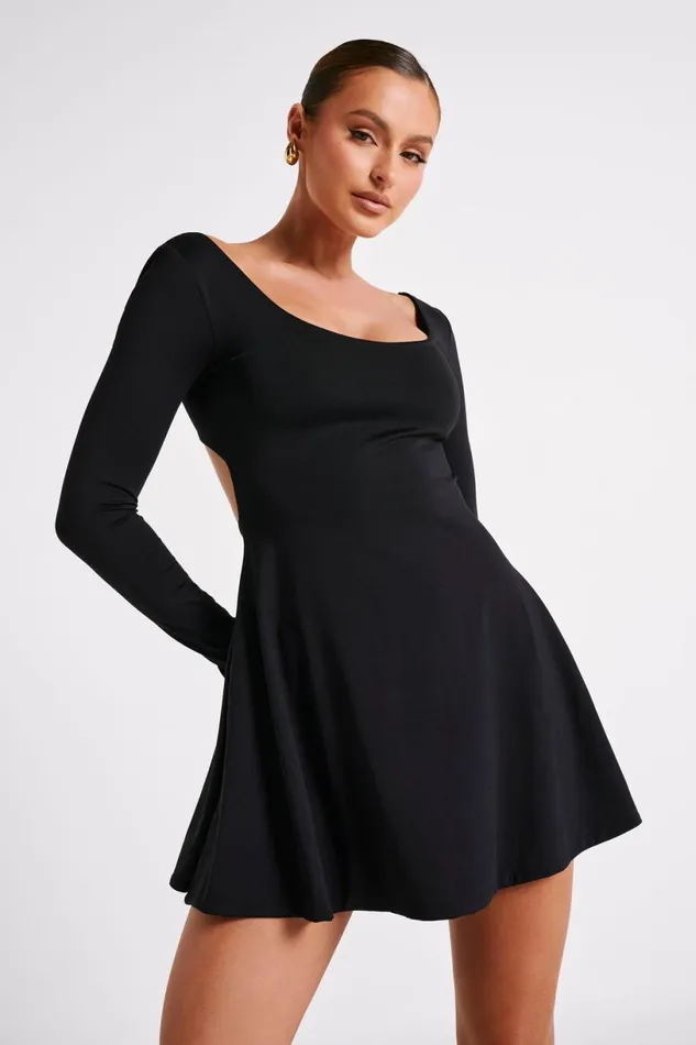 Meshki Mini Dresses Women Renee Recycled Nylon Long Sleeve Mini Dress 8211 Black Black Meshki Mini Dresses Women Renee Recycled Nylon Long Sleeve Mini Dress 8211 Black Black