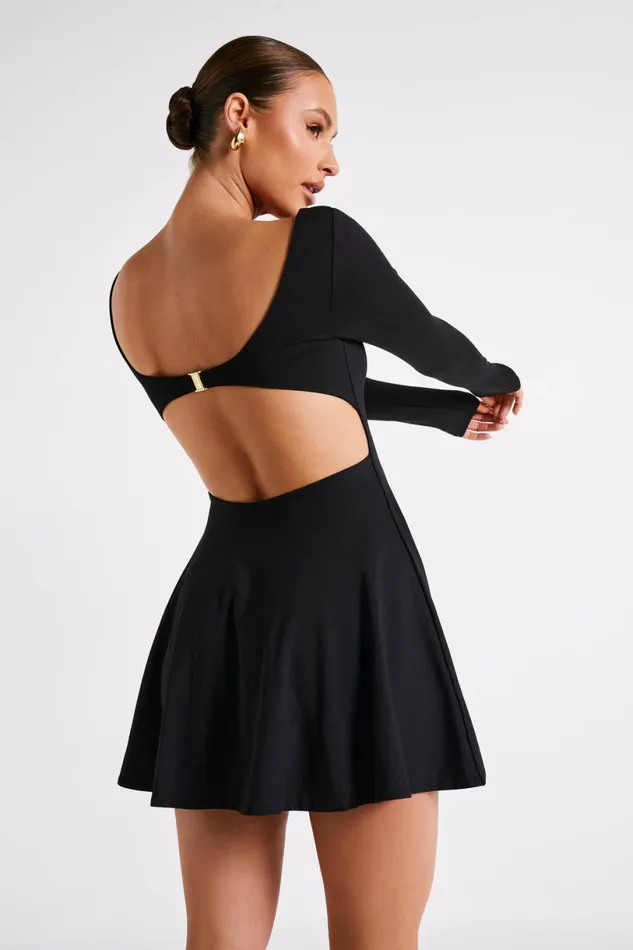 Meshki Mini Dresses Women Renee Recycled Nylon Long Sleeve Mini Dress 8211 Black Black