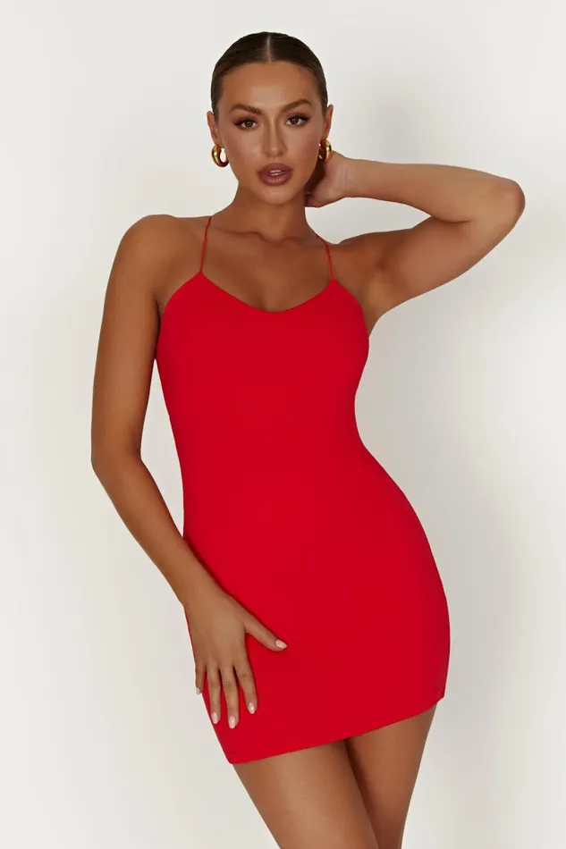 Meshki Mini Dresses Women Sabine Recycled Nylon Mini Backless Dress 8211 Red Red