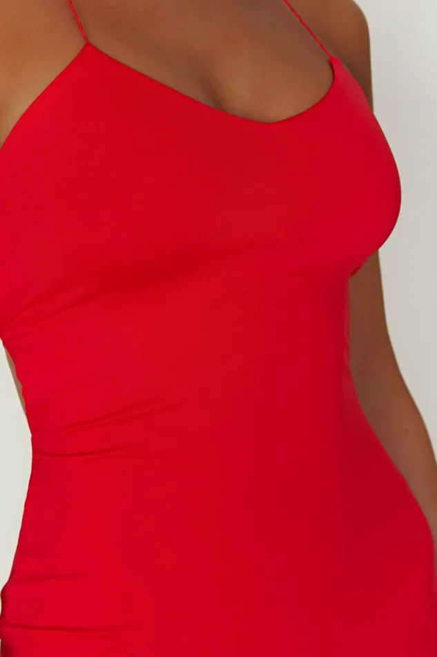 Meshki Mini Dresses Women Sabine Recycled Nylon Mini Backless Dress 8211 Red Red