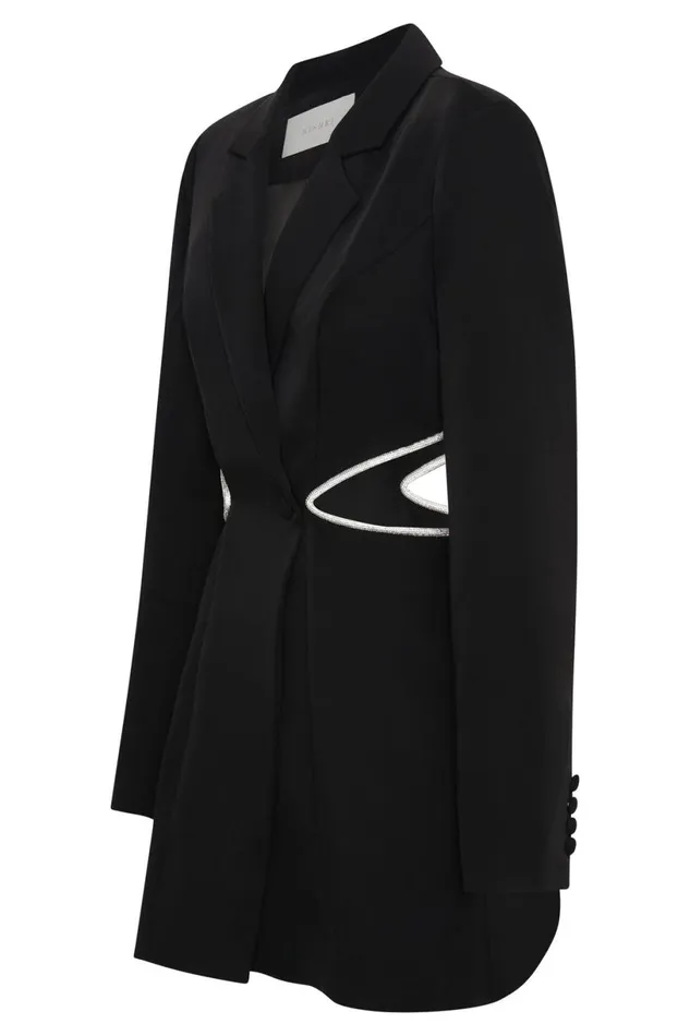 Meshki Mini Dresses Women Shyann Diamante Cut Out Blazer Dress 8211 Black Black