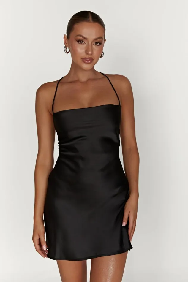 Meshki Mini Dresses Women Sydney Mini Satin Dress 8211 Black Black