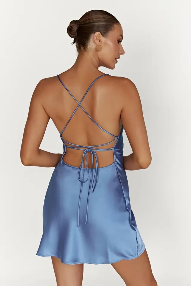 Meshki Mini Dresses Women Sydney Mini Satin Dress 8211 Powder Blue Powderblue