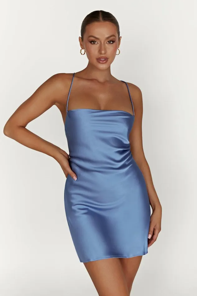 Meshki Mini Dresses Women Sydney Mini Satin Dress 8211 Powder Blue Powderblue
