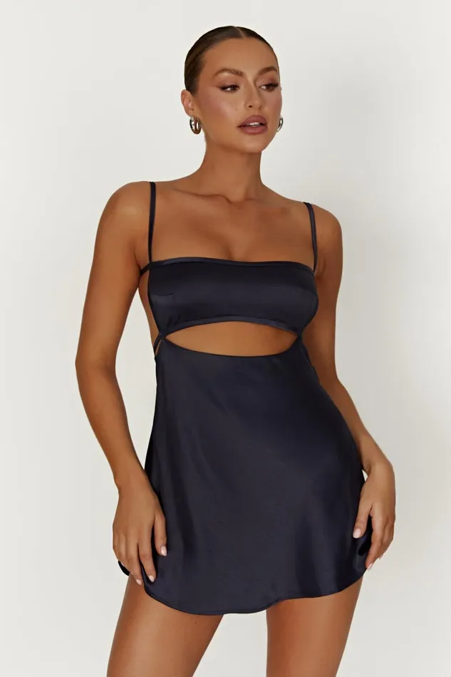 Meshki Mini Dresses Women Veda Satin Mini Dress 8211 Midnight Navy Midnight Navy Meshki Mini Dresses Women Veda Satin Mini Dress 8211 Midnight Navy Midnight Navy