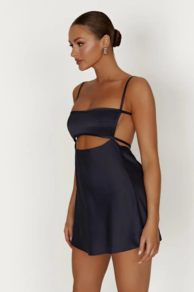 Meshki Mini Dresses Women Veda Satin Mini Dress 8211 Midnight Navy Midnight Navy