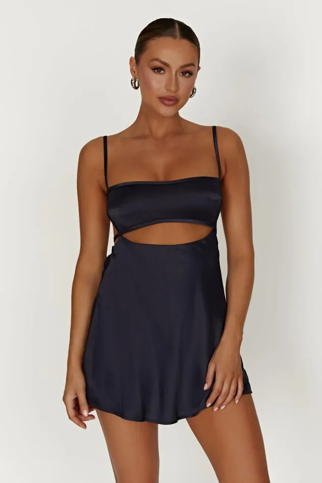 Meshki Mini Dresses Women Veda Satin Mini Dress 8211 Midnight Navy Midnight Navy