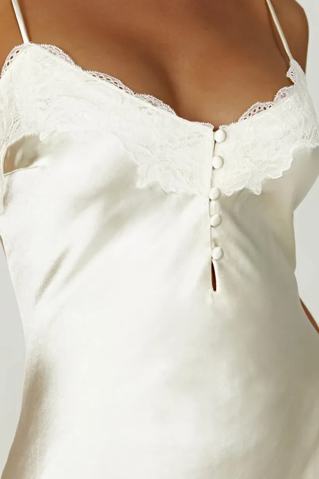 Meshki Mini Dresses Women Vesta Lace Satin Dress 8211 Ivory Ivory
