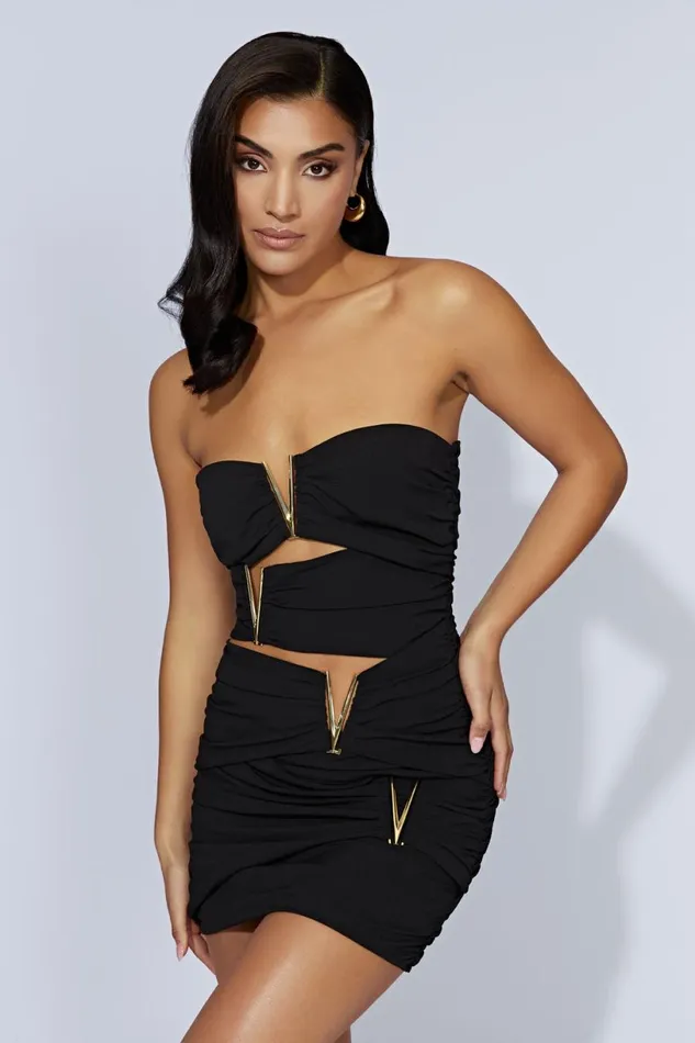 Meshki Mini Dresses Women Victorie VHardware Mini Dress 8211 Black Black Meshki Mini Dresses Women Victorie VHardware Mini Dress 8211 Black Black