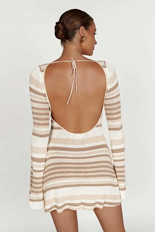 Meshki Mini Dresses Women Zahra Long Sleeve Open Back Mini Knit Dress 8211 Cream Cream Meshki Mini Dresses Women Zahra Long Sleeve Open Back Mini Knit Dress 8211 Cream Cream
