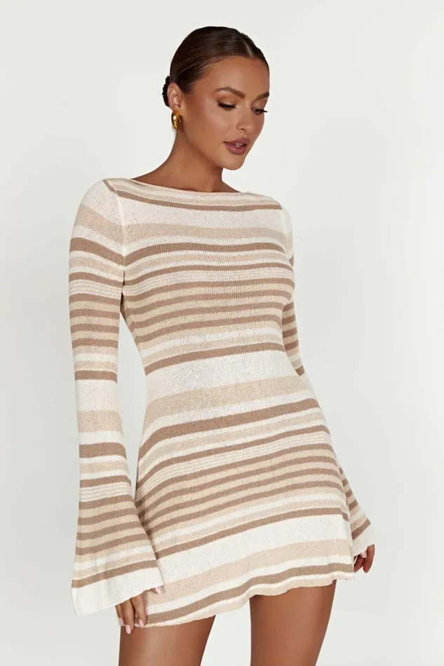 Meshki Mini Dresses Women Zahra Long Sleeve Open Back Mini Knit Dress 8211 Cream Cream Meshki Mini Dresses Women Zahra Long Sleeve Open Back Mini Knit Dress 8211 Cream Cream
