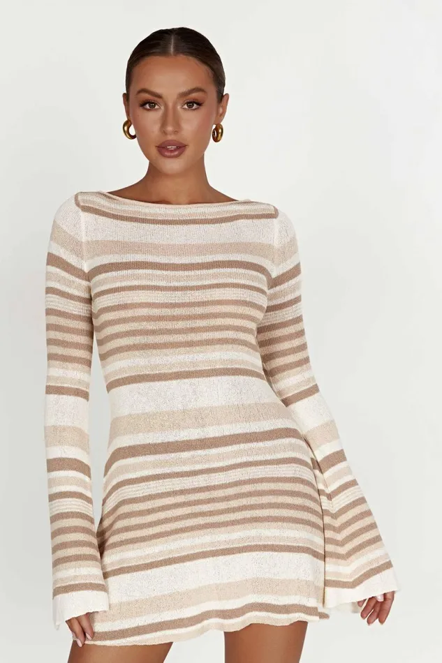 Meshki Mini Dresses Women Zahra Long Sleeve Open Back Mini Knit Dress 8211 Cream Cream Meshki Mini Dresses Women Zahra Long Sleeve Open Back Mini Knit Dress 8211 Cream Cream