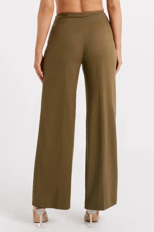 Meshki Pants Women Adina Linen Pant 8211 Olive Olive