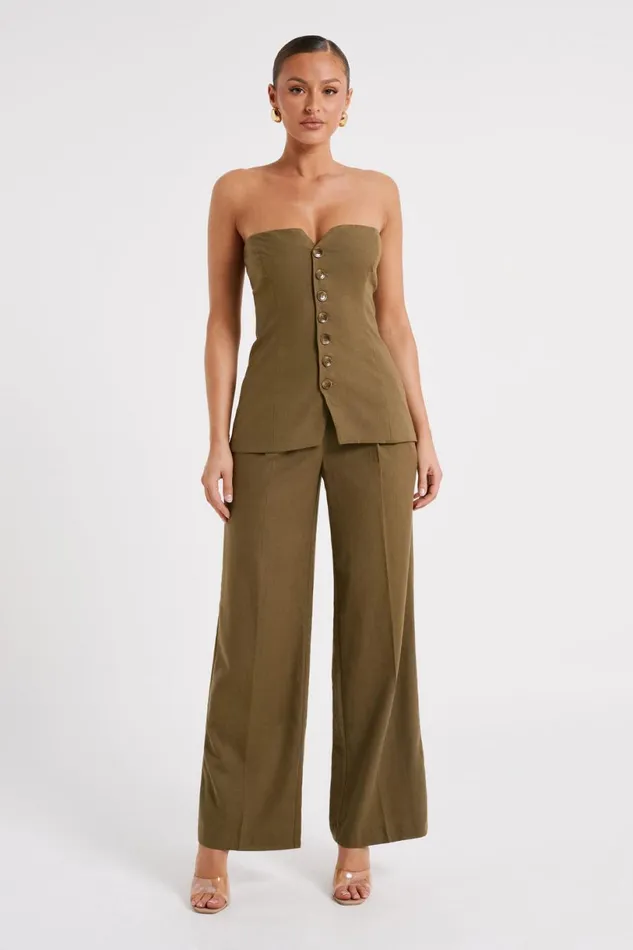 Meshki Pants Women Adina Linen Pant 8211 Olive Olive