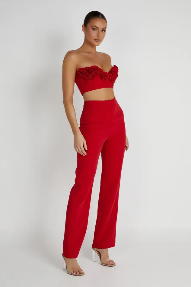 Meshki Pants Women Allanah Straight Leg Pant 8211 Red Red