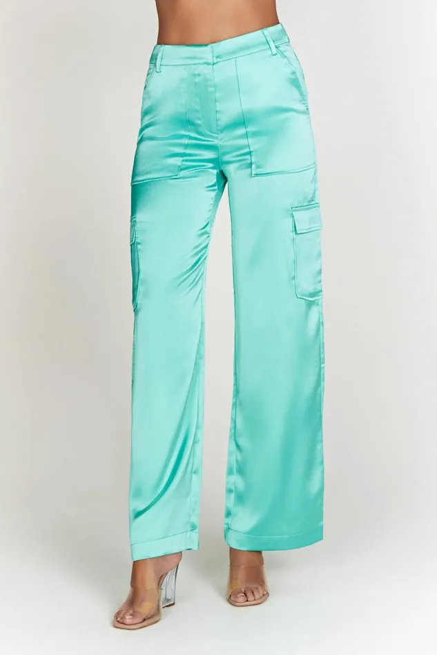 Meshki Pants Women Amaya Satin Cargo Pant 8211 Mint Mint Meshki Pants Women Amaya Satin Cargo Pant 8211 Mint Mint