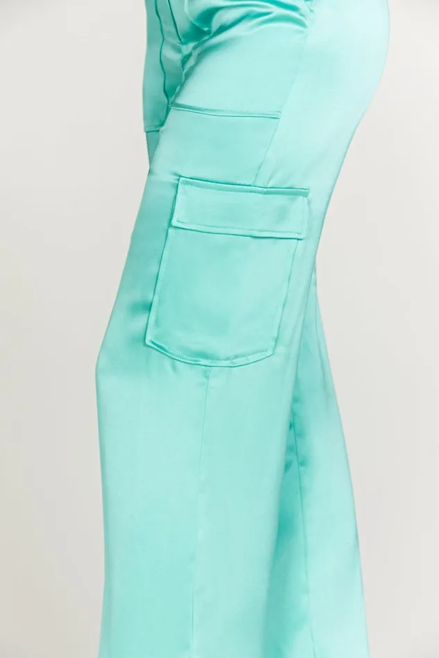 Meshki Pants Women Amaya Satin Cargo Pant 8211 Mint Mint Meshki Pants Women Amaya Satin Cargo Pant 8211 Mint Mint