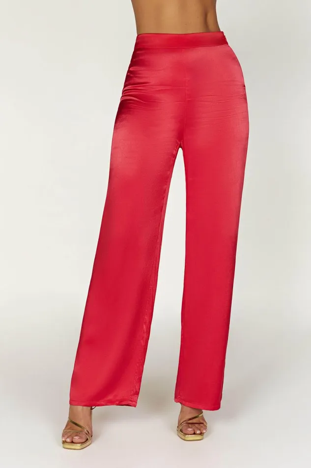 Meshki Pants Women Aspyn Satin Pants 8211 Red Red