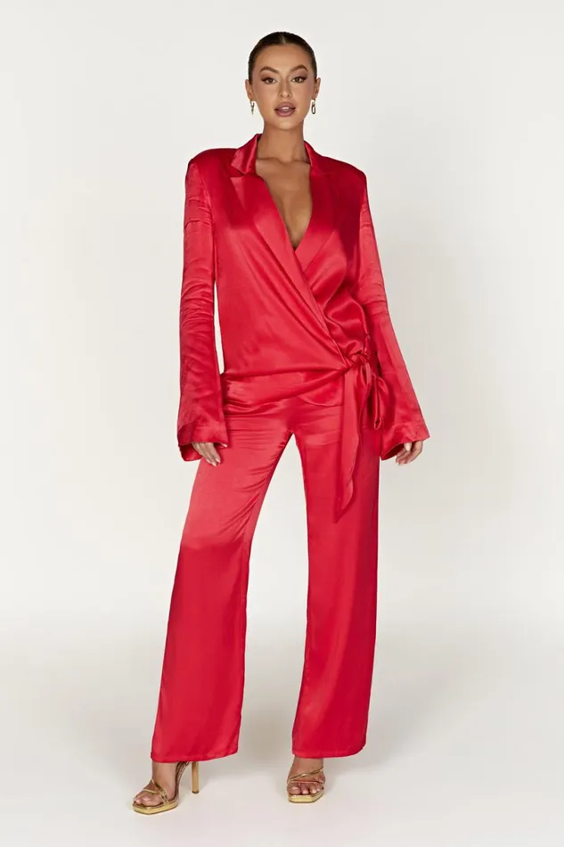 Meshki Pants Women Aspyn Satin Pants 8211 Red Red