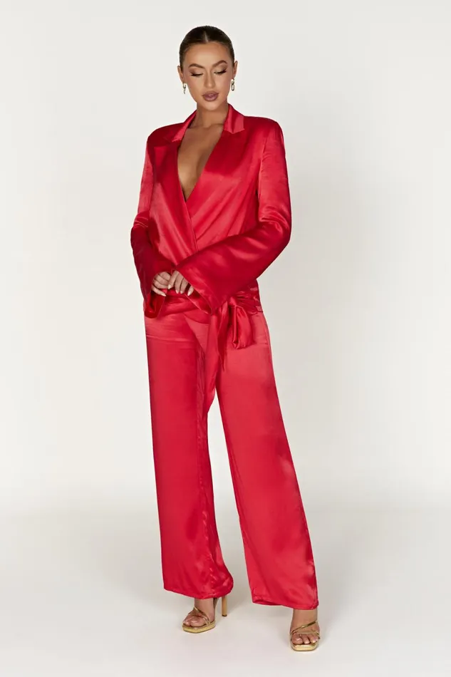 Meshki Pants Women Aspyn Satin Pants 8211 Red Red