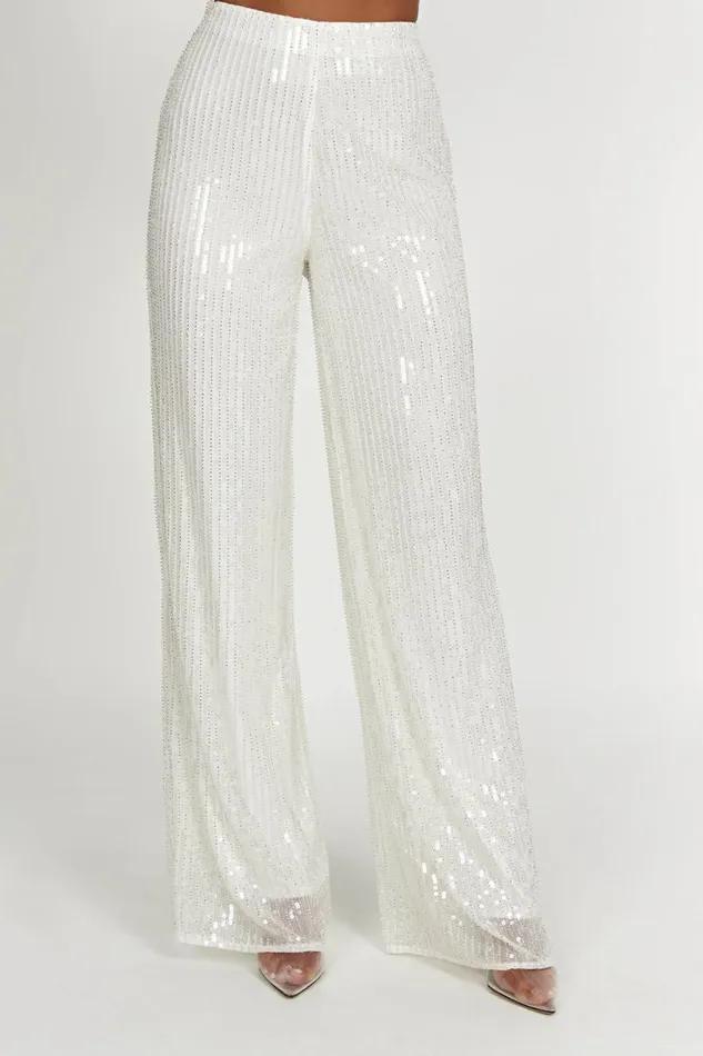 Meshki Pants Women Diaz Sequin Pants 8211 White White