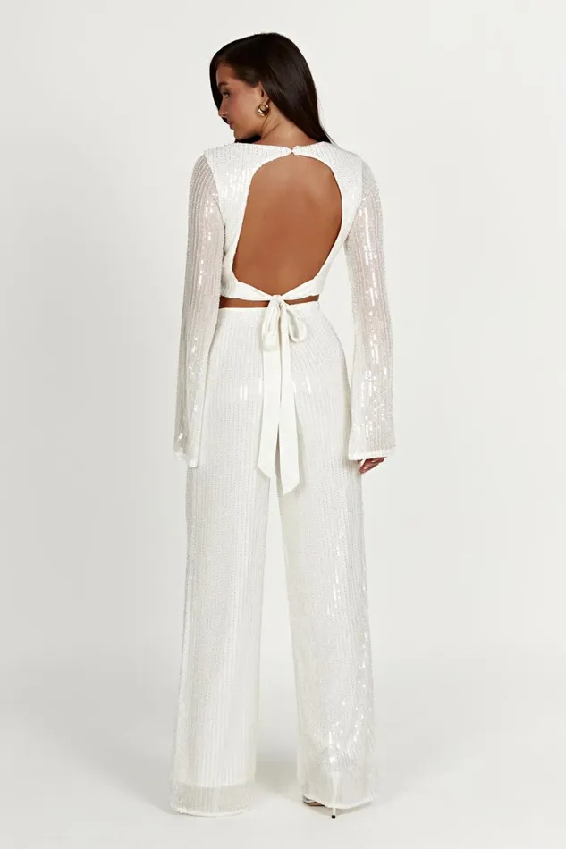 Meshki Pants Women Diaz Sequin Pants 8211 White White