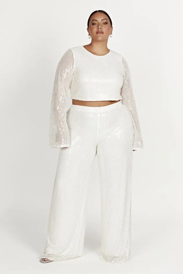 Meshki Pants Women Diaz Sequin Pants 8211 White White