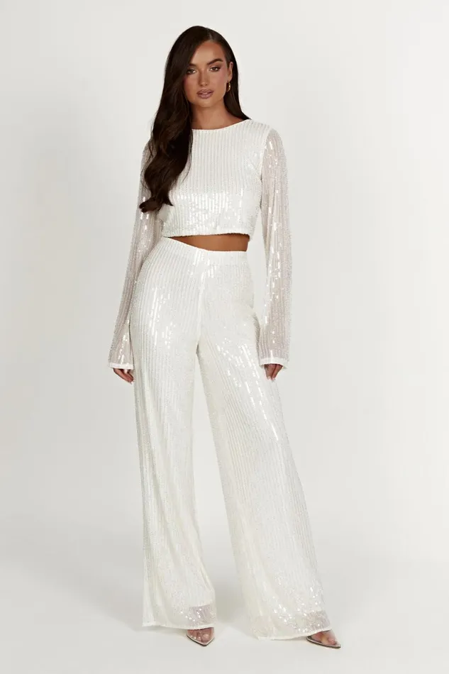 Meshki Pants Women Diaz Sequin Pants 8211 White White