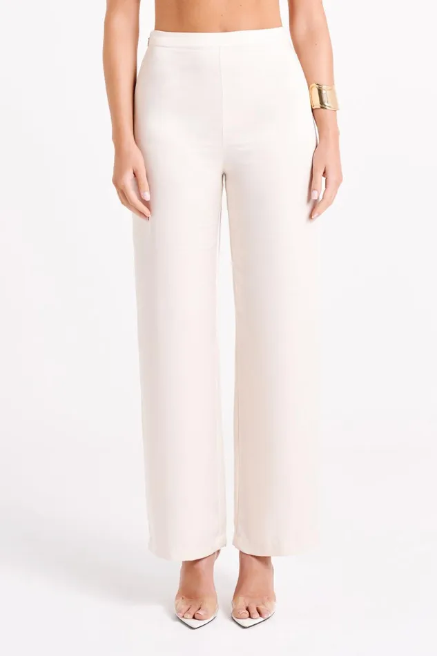 Meshki Pants Women Elisa Satin Straight Leg Pant 8211 Sand Sand