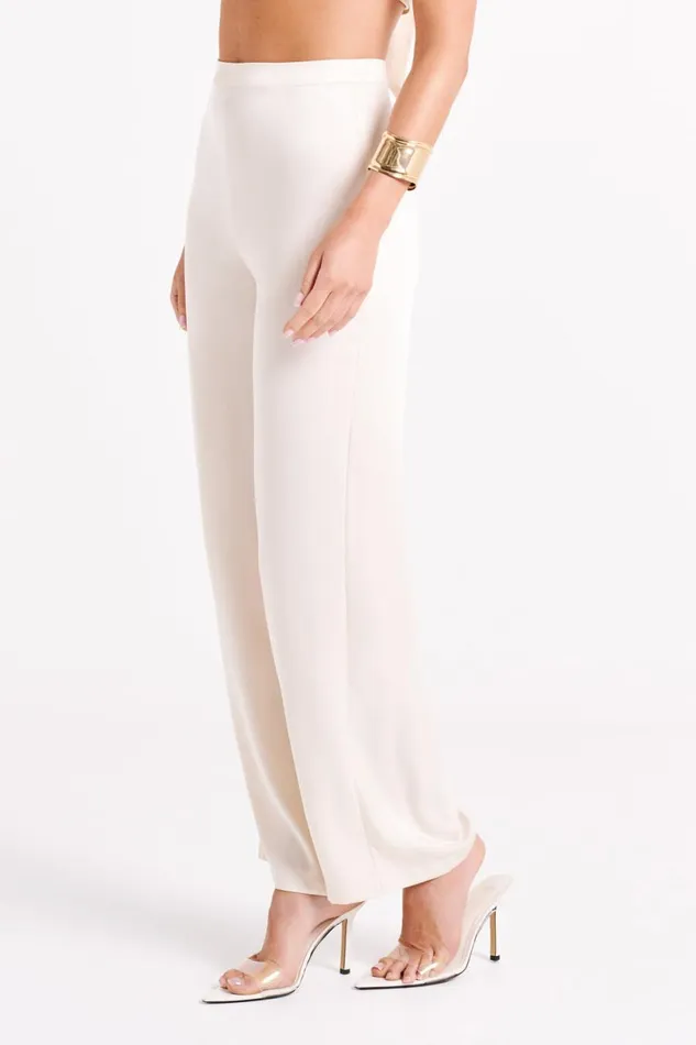 Meshki Pants Women Elisa Satin Straight Leg Pant 8211 Sand Sand