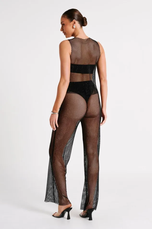 Meshki Pants Women Emerson Diamante Mesh Pant 8211 Black Black