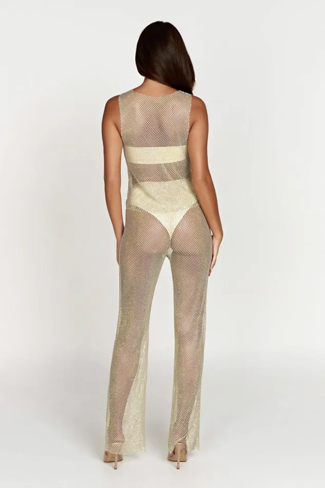 Meshki Pants Women Emerson Diamante Mesh Pant 8211 Cream Cream