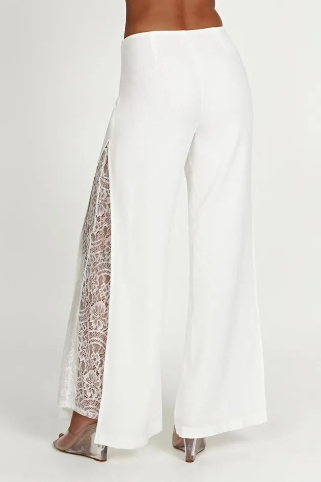 Meshki Pants Women Estee Split Lace Pants 8211 White White