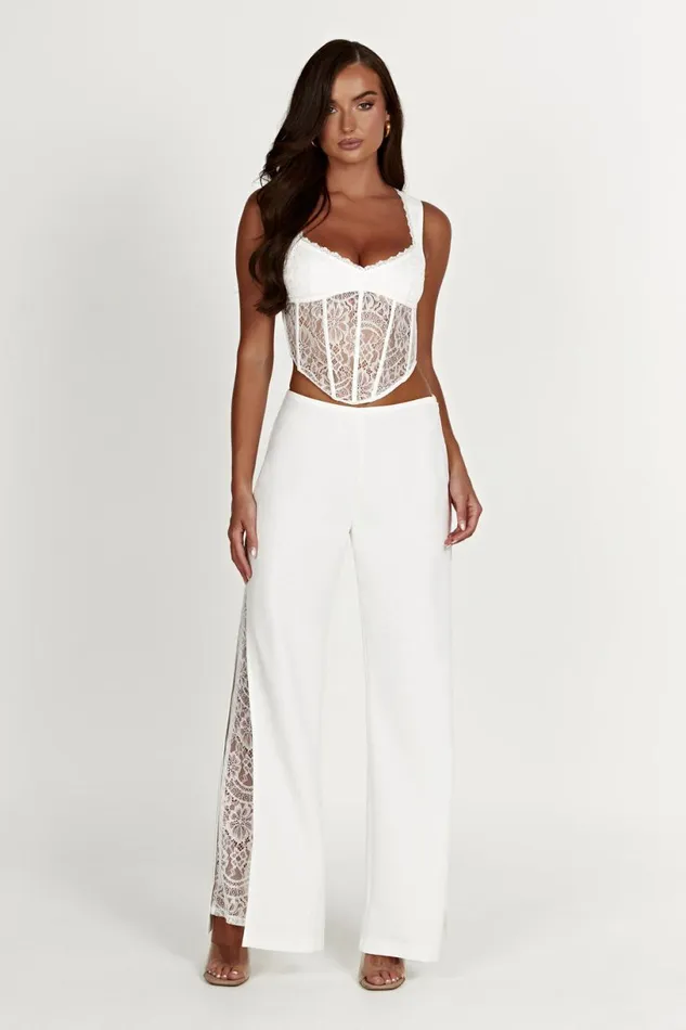 Meshki Pants Women Estee Split Lace Pants 8211 White White