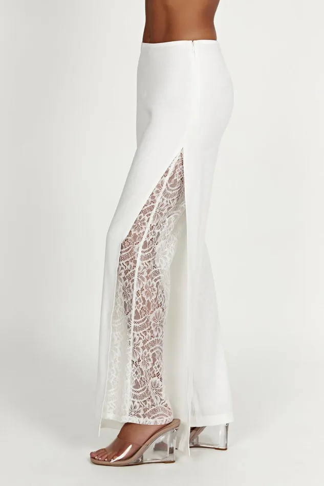 Meshki Pants Women Estee Split Lace Pants 8211 White White