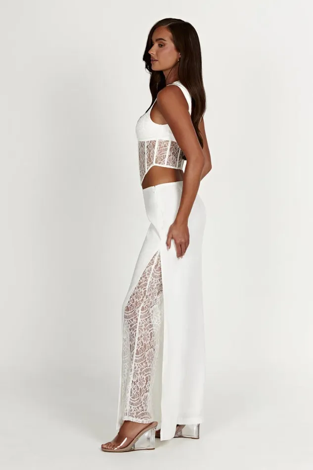 Meshki Pants Women Estee Split Lace Pants 8211 White White