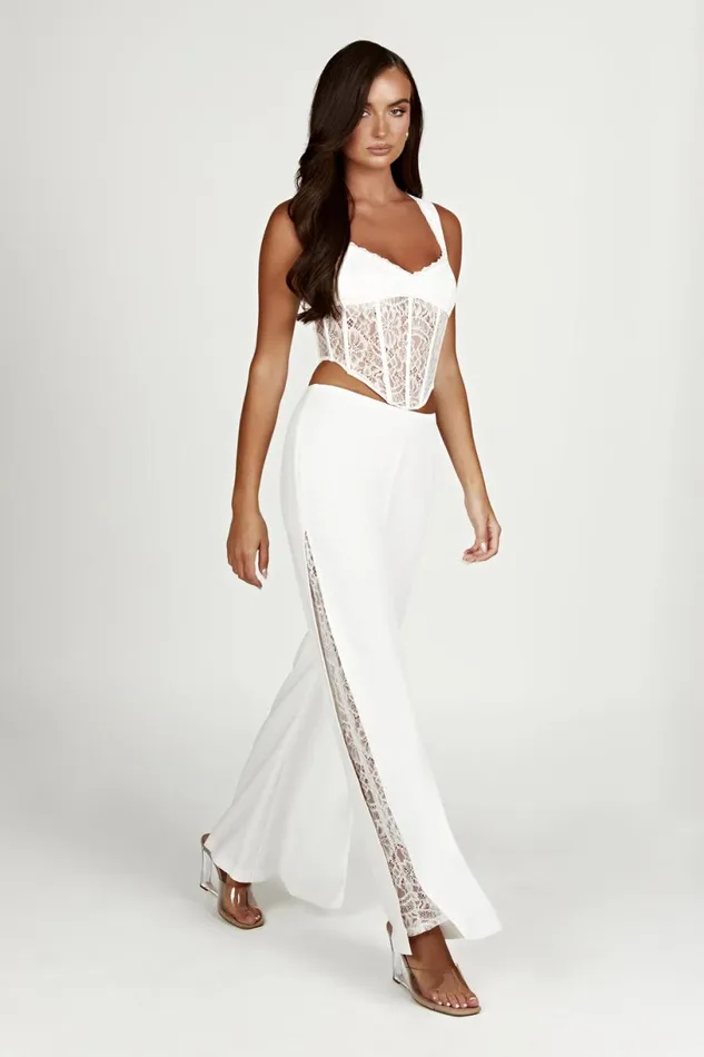 Meshki Pants Women Estee Split Lace Pants 8211 White White