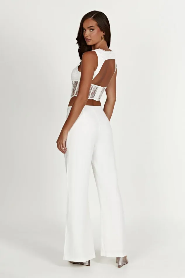 Meshki Pants Women Estee Split Lace Pants 8211 White White