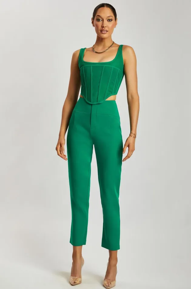 Meshki Pants Women Indie High Waist Pants 8211 Bottle Green Bottlegreen