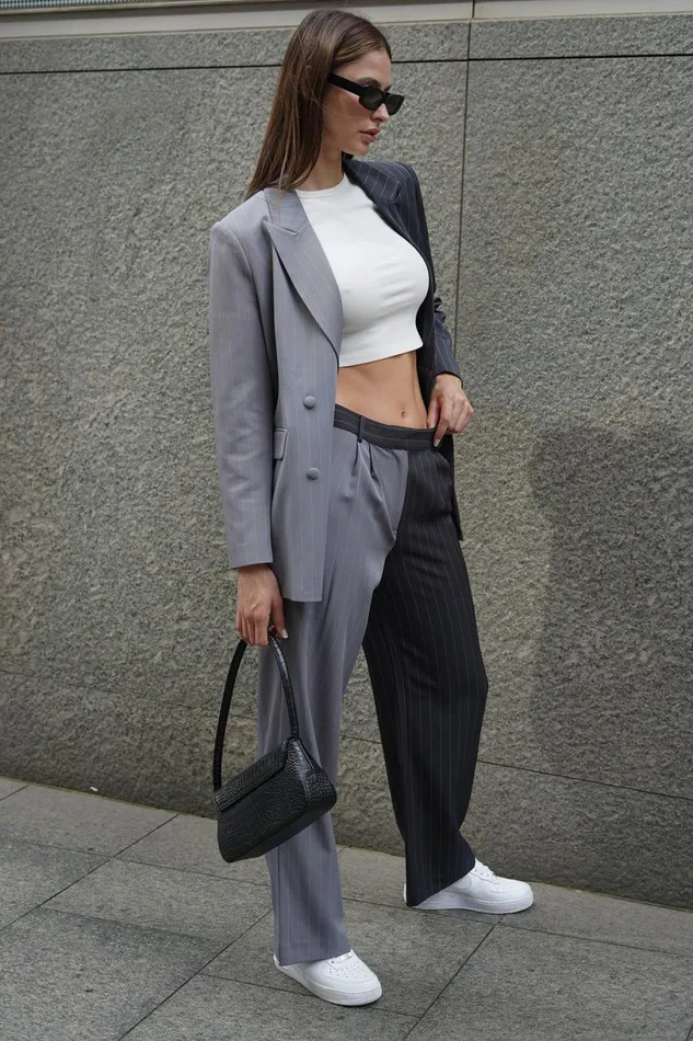 Meshki Pants Women Janelle Low Rise Pants 8211 Grey Two Tone Grey Two Tone