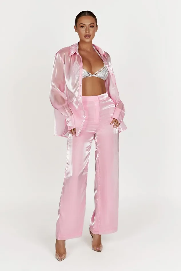 Meshki Pants Women Kinsley Sheer Pants 8211 Candy Pink Candypink