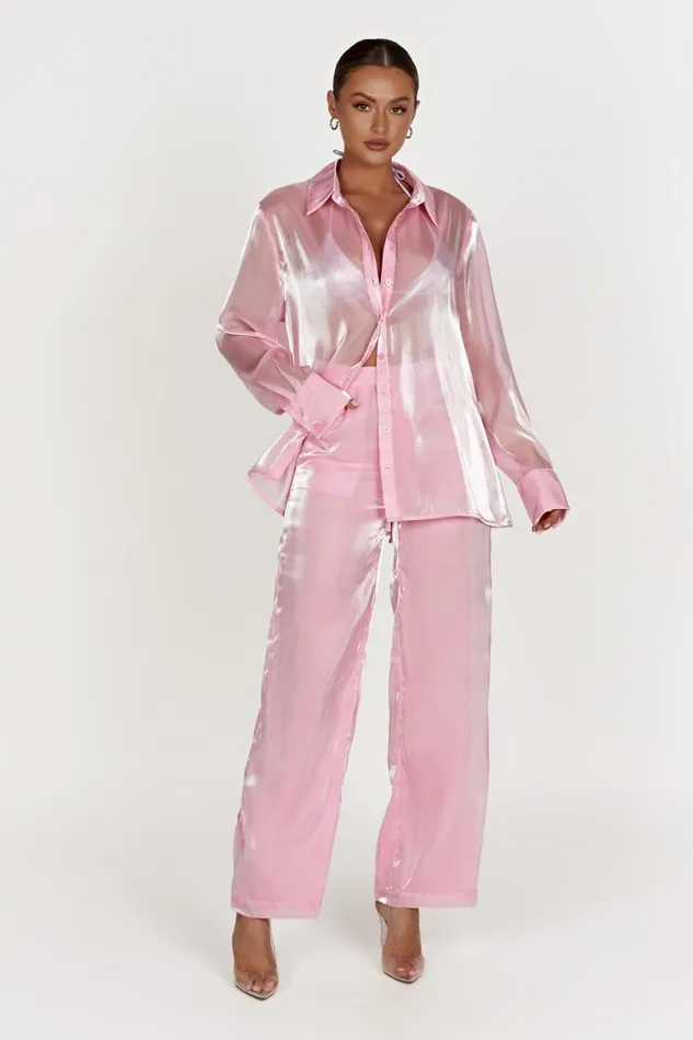 Meshki Pants Women Kinsley Sheer Pants 8211 Candy Pink Candypink