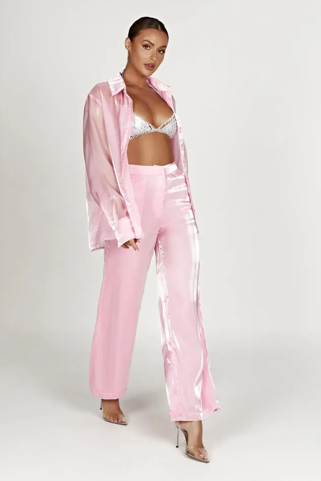 Meshki Pants Women Kinsley Sheer Pants 8211 Candy Pink Candypink