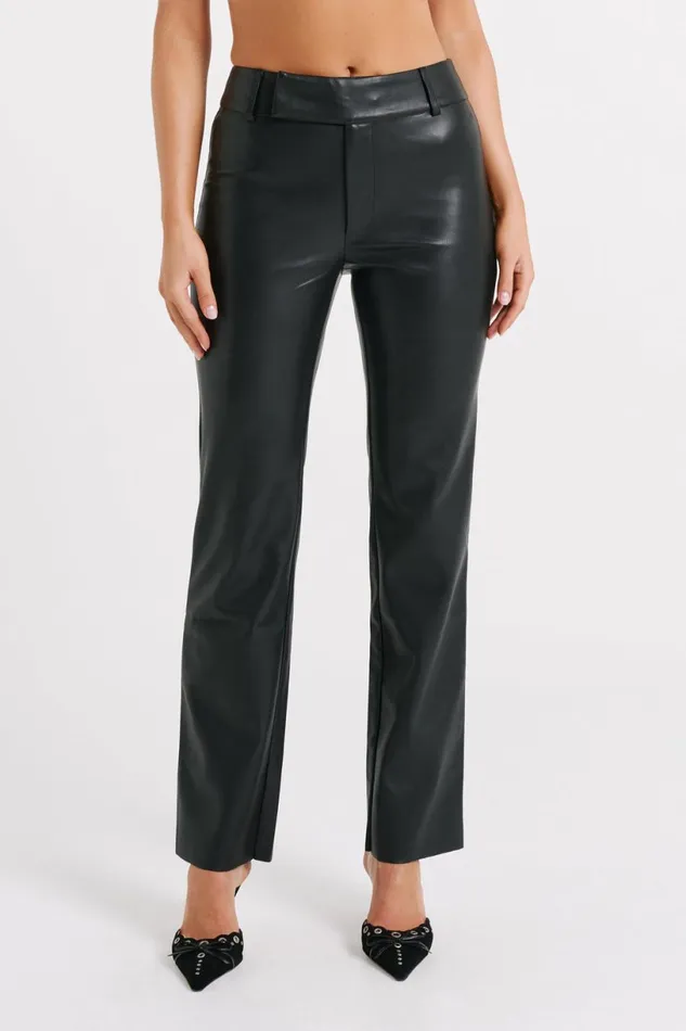 Meshki Pants Women Laurette Faux Leather Straight Leg Pant 8211 Black Black Meshki Pants Women Laurette Faux Leather Straight Leg Pant 8211 Black Black