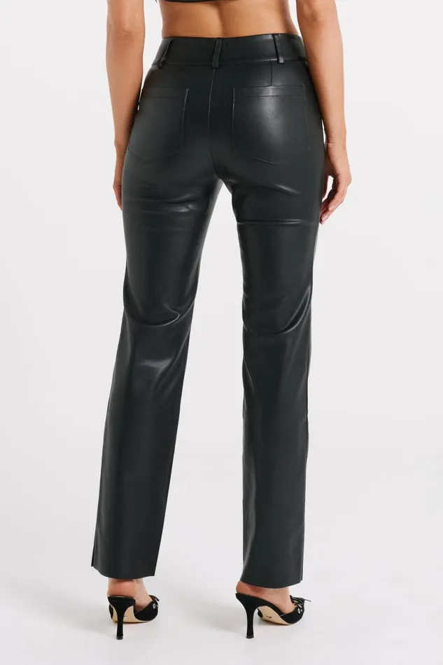 Meshki Pants Women Laurette Faux Leather Straight Leg Pant 8211 Black Black