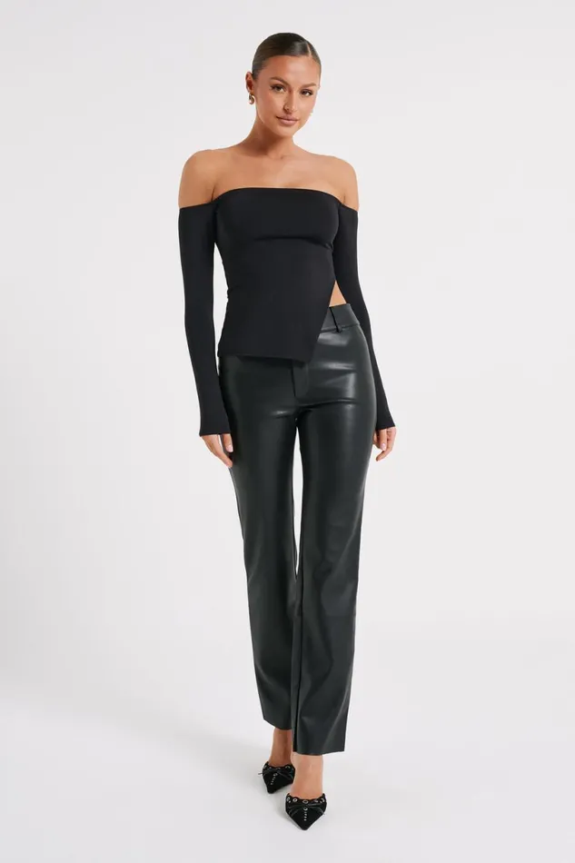 Meshki Pants Women Laurette Faux Leather Straight Leg Pant 8211 Black Black