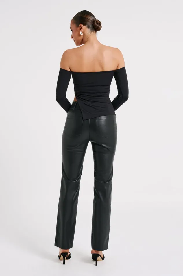 Meshki Pants Women Laurette Faux Leather Straight Leg Pant 8211 Black Black