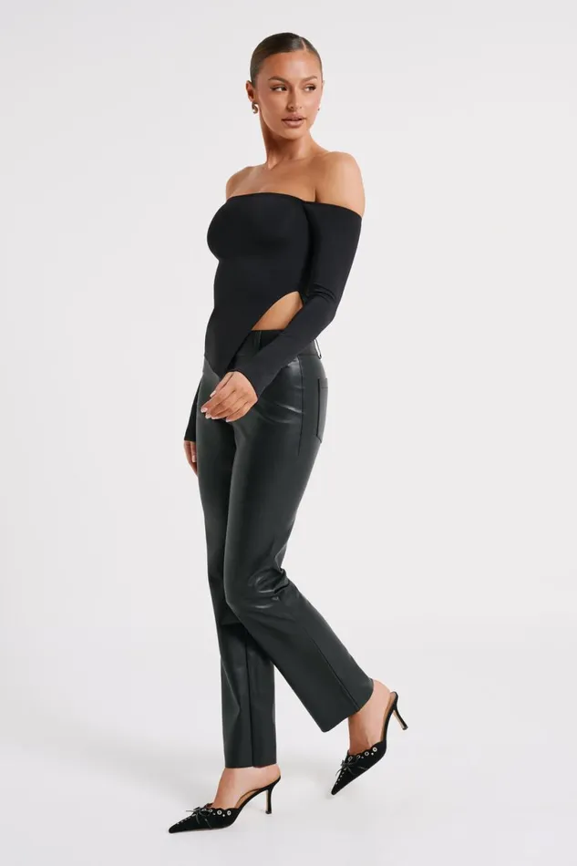 Meshki Pants Women Laurette Faux Leather Straight Leg Pant 8211 Black Black
