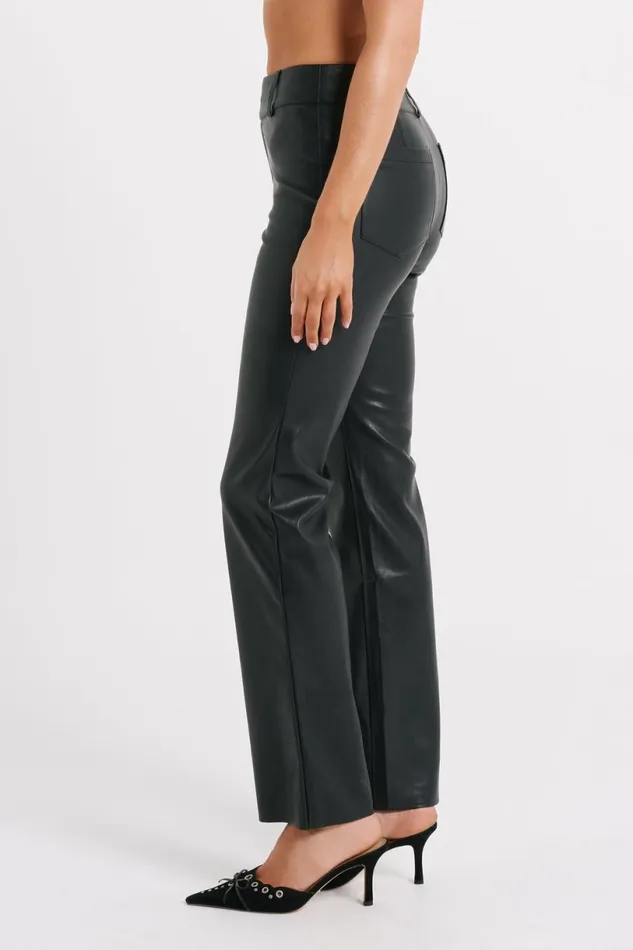 Meshki Pants Women Laurette Faux Leather Straight Leg Pant 8211 Black Black